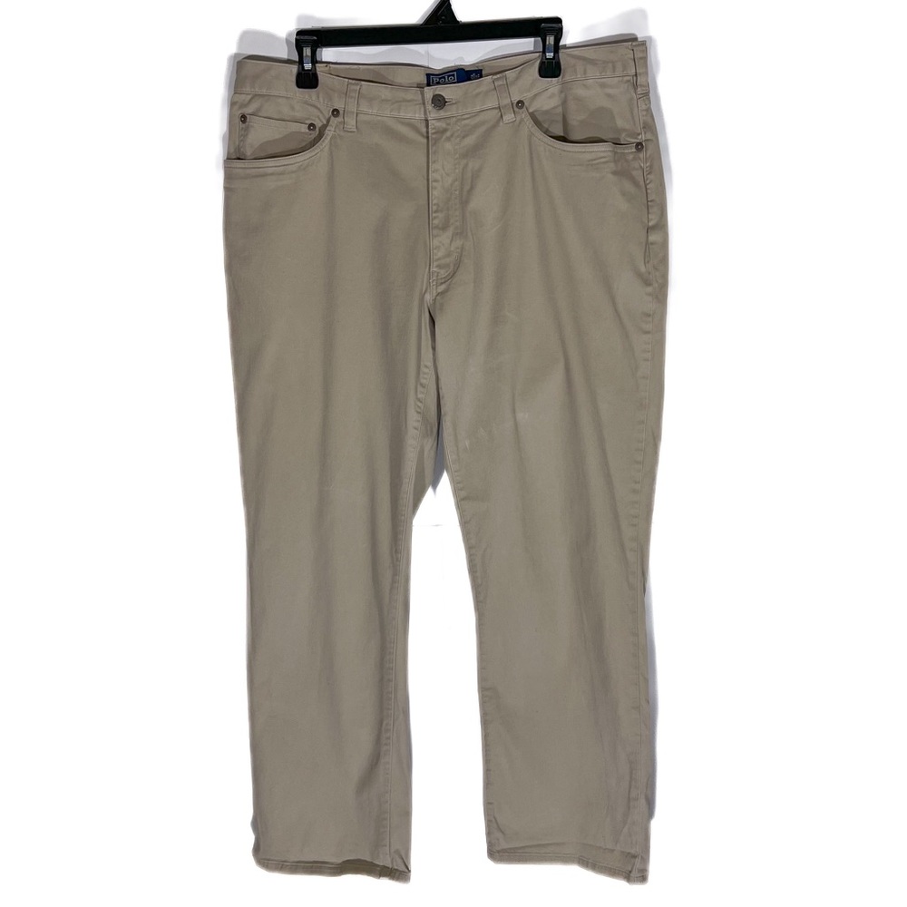 Vintage Polo Ralph Lauren Pants Flat Front Khaki 38x30 Preppy Stretch